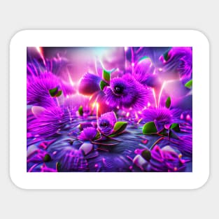 Purple Color Flowers in Forest Art Sticker